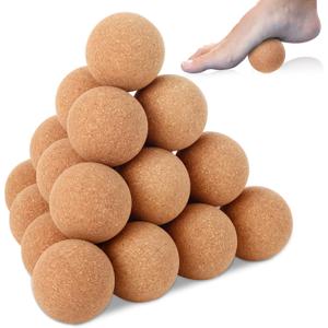 Seenelling 20 Pcs Cork Massage Ball 2 Inch Solid Hard Myofascial Release Yoga Ball for Back Foot Neck Pain Therapy Portable Tissue Muscle Release Tool for Home Office Travel