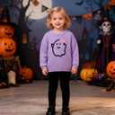 Toddler Girl/Boy Halloween Sweater Pumpkin Smile Embroidery Sweater Knitted Pullover Fall Winter Clothes (Purple)