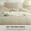 HOMBYS 3 Piece Seersucker Oversized King Comforter Set 128x128, Breathable Beige Soft Comforter Set, Lightweight Down Alternative Comforter, Bedding Comforter Sets with 2 Pillow Shams for All Season