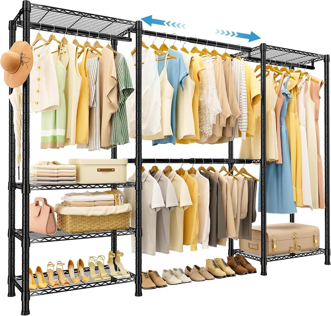 K2E Expandable Closet System Heavy Duty Clothes Rack for Hanging Clothes