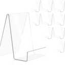 10 Pack Acrylic Book Stand Thickened Clear Book Display Easel Holder for Displaying Tablets Newspaper Magazines Notebooks Textbooks CDs (Clear-Large+Small)
