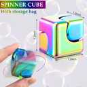 Wettarn 4 Pcs Spinners Fidget Cube Toys for Adults Small Desk Toys Gift Sensory Focus Metal Cube Spinners Desktop Anxiety Stress Relieve Autism ADHD Relaxing Christmas