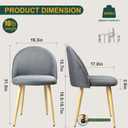 Modern Dining Chairs Set of 2, Upholstered Linen Fabric Kitchen Chairs Mid Century with Sturdy Metal Legs, Kitchen Side Chairs for Dining Room & Living Room, Vanity, Apartment, Home Bar, Grey