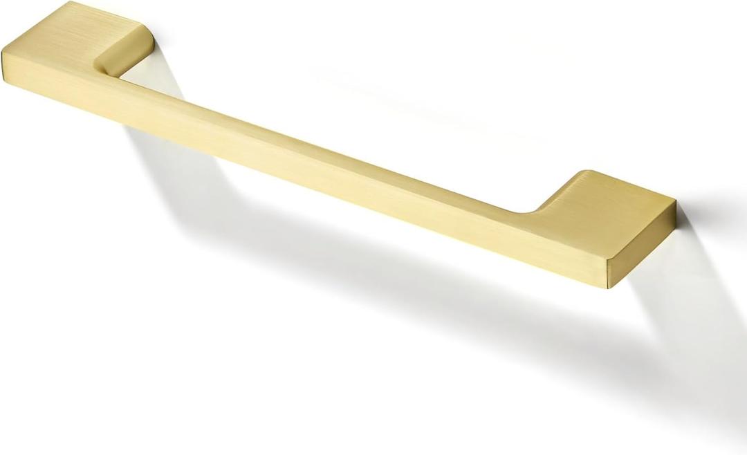 TUNNY 10 Pack Classic Cabinet Handles-6.3"/160mm Screw Spacing Matte Brushed Gold Furniture Hardware Handles for Kitchen Cabinets Bedroom Cabinet Pull