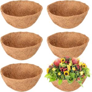 Legigo 6 Pack 10 Inch Hanging Basket Coco Liners Replacement, 100% Natural Round Coconut Coco Fiber Planter Basket Liners for Hanging Basket Flowers/Vegetables