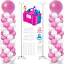 2 Sets Balloon Column Stand and Balloon Pump, Adjustable Metal 9 Feet Balloon Stands for Floor, Balloon Column kit for Baby Shower Graduation Birthday Wedding Party