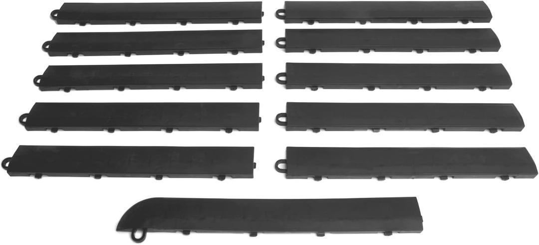 Garage Floor Transition Edge, Interlocking Modular Garage Floor Edging Compatible with RaceDeck, GarageTrac & GarageDeck Tiles (Male, 11 Pack, Graphite) | Beveled transition edge, Snap-together installation, Fits RaceDeck GarageTrac and GarageDeck tiles, Made in USA
