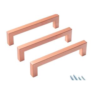 10 Pack Kitchen Cabinet Handles 5 Inch Brushed Copper Square Cabinet Pulls Red Copper Drawer Handles Bar Cupboard Handles Modern Stainless Steel Kitchen Cabinet Hardware