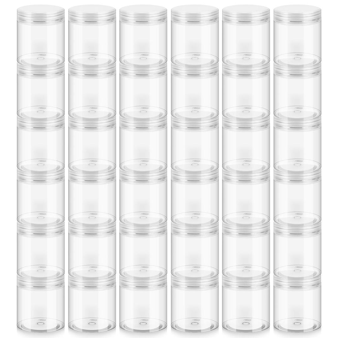 36 Pack 8oz Household Plastic Jars with Lids, BPA Free, Reusable, Refillable Transparent Cosmetic Containers for Bath Salts, Cosmetics, Powders, Beauty Product and Small Accessories, White