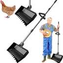 Adjustable Angle Chicken Poop Scooper for Sand, Litter, Coffee Upgrade Mesh Partition  Chicken Coop Scoop with Wide 11.8" Metal Head,Built-In Rake and Hook, Durable Support Brackets for Easy Cleaning (Black)