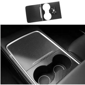 frani Center Console Wrap (Genuine Carbon Fiber) Designed for Tesla Model 3/Y 2021-2025,Tesla Center Console Cover for Model 3/Y(Not for Model 3 Highland 2024-2025)