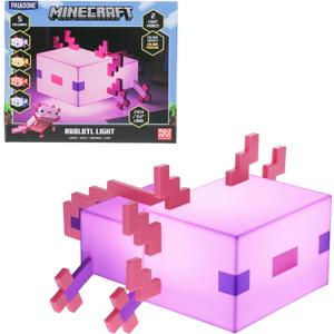 Paladone Minecraft Axolotl Light, Five Color Modes, Minecraft Lamp to Decorate Your Gaming Desk or Night Stand