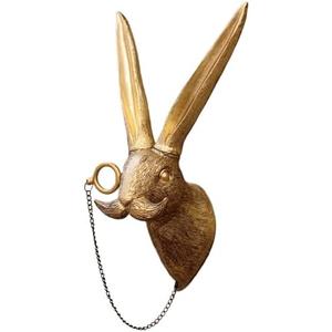 GUASDIE Animal Heads Wall Decor, Faux Deer & Rabbit Heads, Resin Animal Wall Hanging Decoration for Living Room, Bedroom & Kitchen Gift