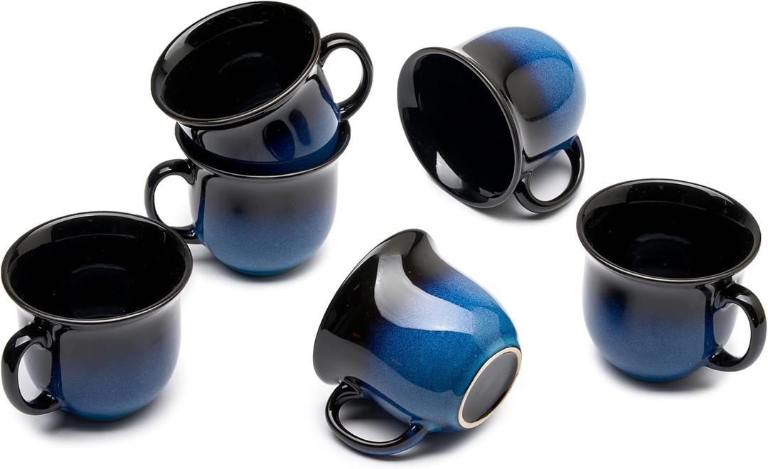 9oz Coffee Mugs Set of 6, Large Ceramic Mug with Handle, Unique Glaze Coffee Cups for Latte, Cappuccino & Hot Cocoa, Dishwasher & Microwave Safe