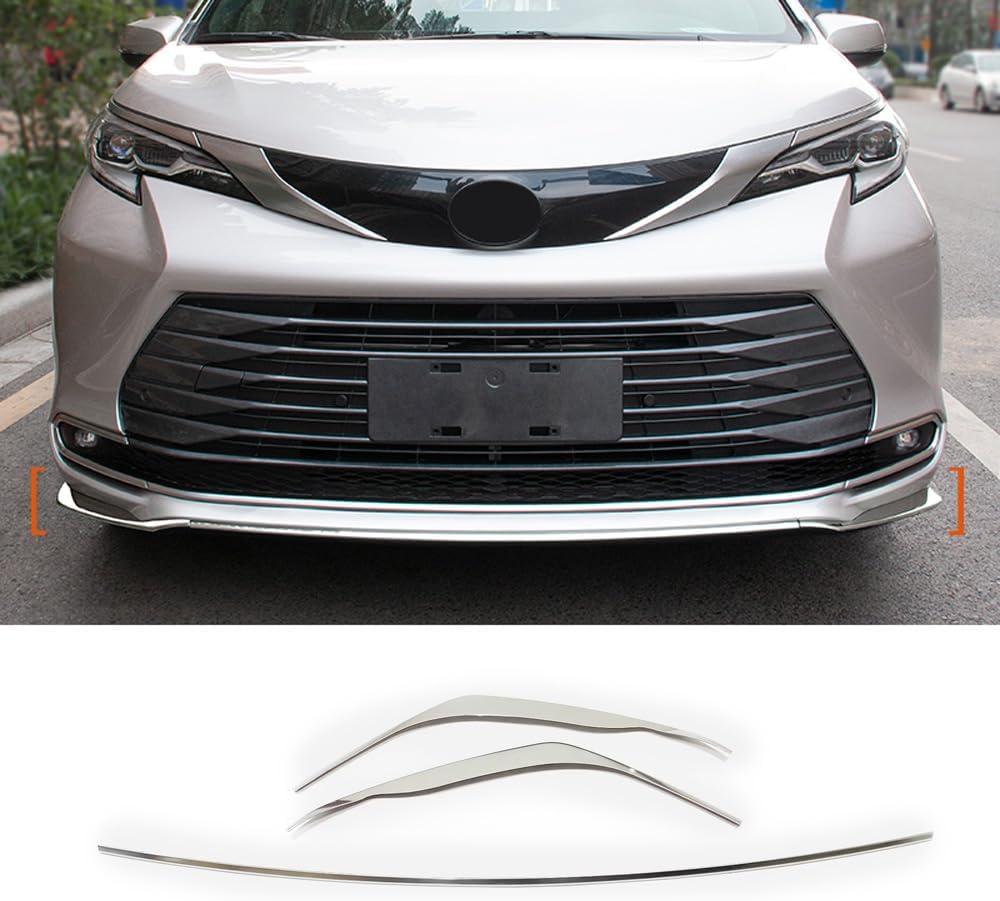 ERIDANUS Auto Accessories Fit for Toyota Sienna LE/XLE/Limited/Platinum 2025 2024 2023 2022 2021 Front Bumper Guard Protector Cover Trims (Matte Silver) Stainless Steel 3 PCS