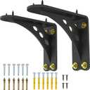 Heavy Duty Shelf Brackets ,1000Lbs Max Load for Floating Shelves & Countertops, 6 Inch x 5 Inch Black Metal BracketsSet of 2,Industrial Strength Wall Mount Shelf Supports(6"x 5"Black)