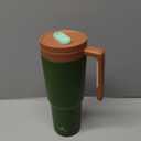 Insulated Tumbler with Handle and Straw,40 OZ Vacuum Stainless Steel Water Bottle Travel Mug Metal Cup with Fruit Diffuser,Forest Green