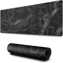 AQQA Large Mouse Pad Mat (35x17 in) Extended XXXL Gaming Mouse Pad with Non-Slip Rubber Base, Background Topographic Map Lines Contour Geographic for Gaming Office Laptop Computer Men Women (Black)