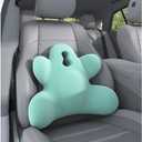 Lumbar Support Pillow for Office Chair, Back Pillow Lumbar Support for Car, Chair, Sofa - Improve Lower Back Pain Relief & Sitting Posture, Memory Foam Back Cushion for Long Sitting (Green)
