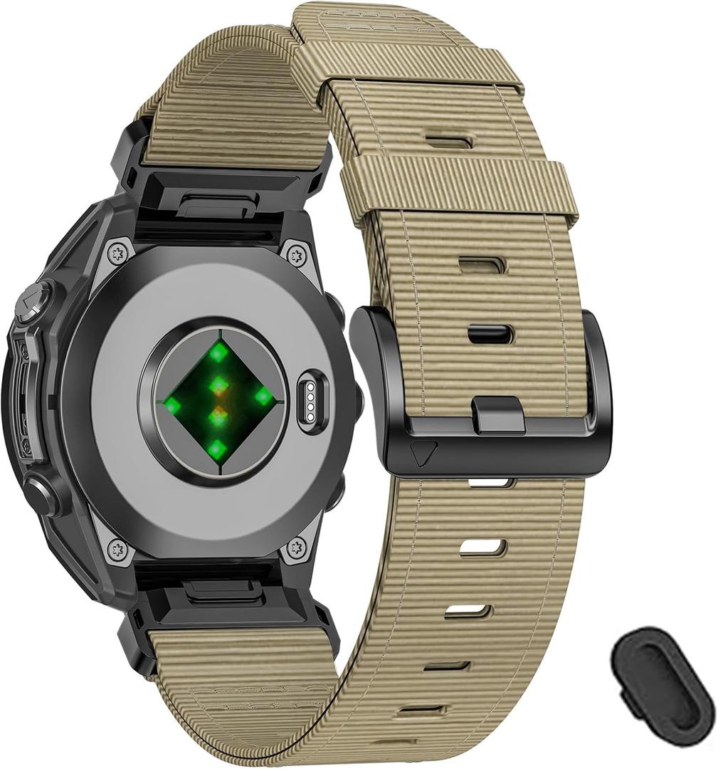 Nylon 26mm Watch Bands Compatible with Garmin Tactix 8 7/Fenix 8 Pro AMOLED-51mm/Fenix 7X/7X pro/6X/6X pro/5X/5X Plus/3 HR,Quickfit Sports Strap for Quatix 8/epix Pro/Descent 3i 51mm/Mk2i/Enduro 3 2