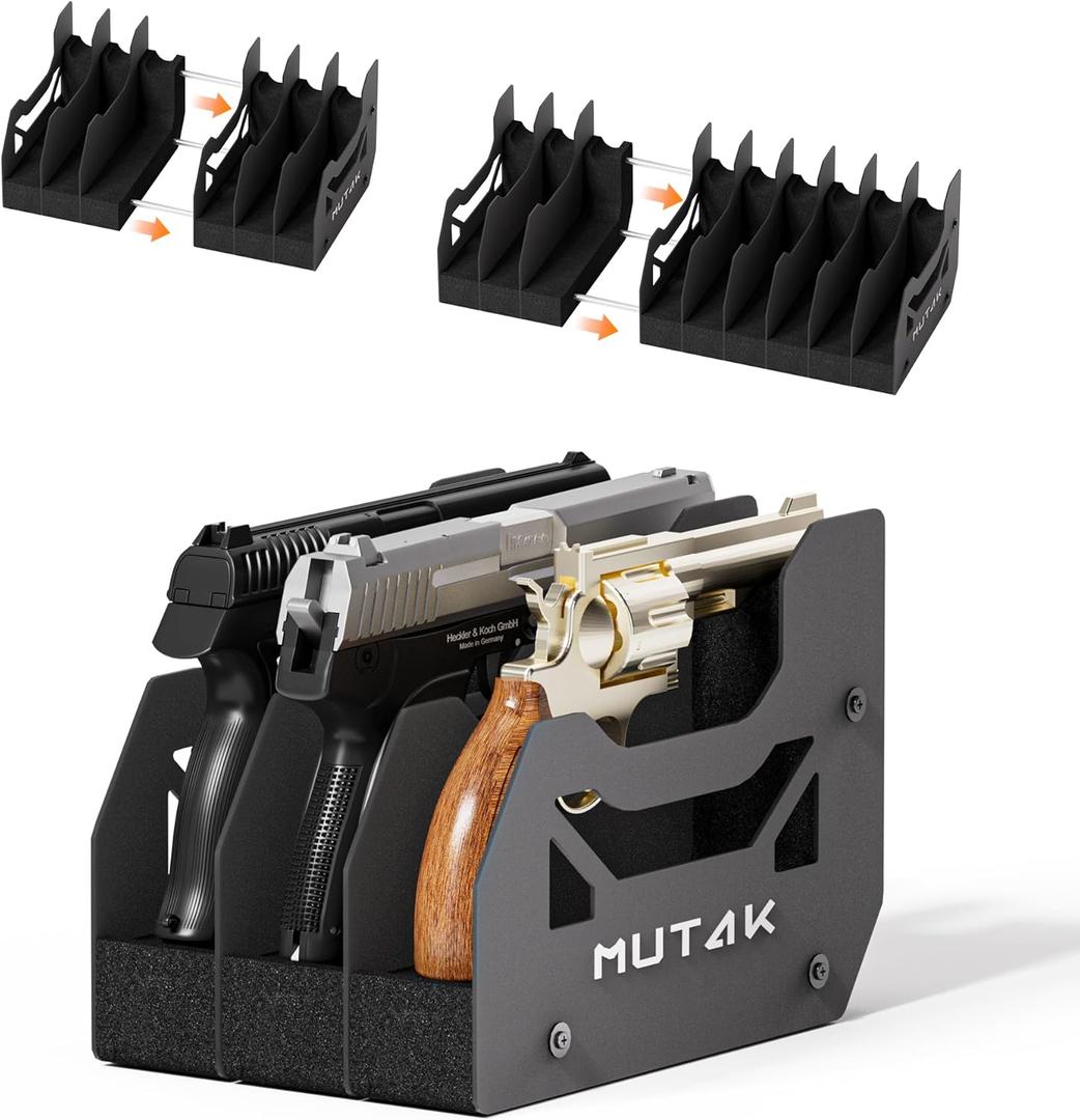 Soft Foam Pistol Rack for Gun Safe, Gun Cabinet, Durable Handgun Stand Organizer Accessories with Gun Slots, Compatible with Size Firearm, Revolver Pistols Holder