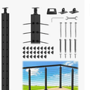 CKE Black Cable Railing Corner Post, 36" 2" x2" 90 Degree L-Drilled Corner Drilled Post with Rubber Cable Grommet for Cable Handrail Post, Adjustable Top Mount Corner Post for Deck