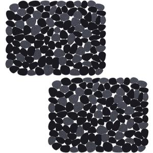 Bligli Pebble Sink Mat for Stainless Steel/ Ceramic Sinks, 2 Pack PVC Sink Protectors Mats for Bottom of Kitchen Sink, Dish Drying Mat for Dishes and Glassware, 15.7 x 11.8 inch, Black