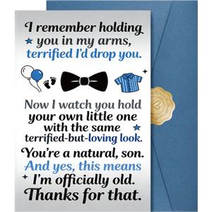 3 x JWSCYSY Funny Father's Day Card for Son, Fathers Day Gift from Dad, 5.3x8 Folded Card with Envelope & Sticker Happy Fathers Day Decorations.