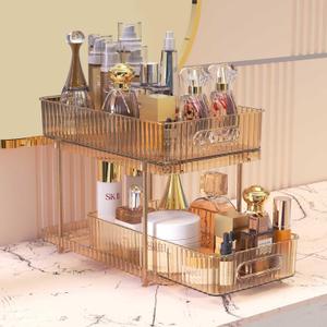 3 Tier Pull Out Under Sink Organizer - Transparent Pink- 1 Set
