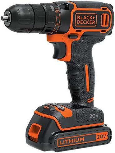 BLACK+DECKER 20V MAX Cordless Drill/Driver Kit with ‎Battery, Charger, and Double Ended Bit (BDCDD120C)