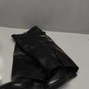 Fold Over Boots for Women Pointy Pull-on Wedge Heel Knee Shark Boot With Side Zipper Padlock Design (8, Black)