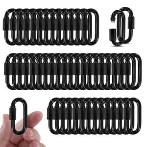 50PCS 2Inch Quick Links,Black Chain Connector Link,Screw Galvanized Steel Heavy Duty Chain Links, 3/16" M5 Locking Carabiners for Connecting Hammock, Key Chain, Pet Leash,Gym,Camping 650 Lbs