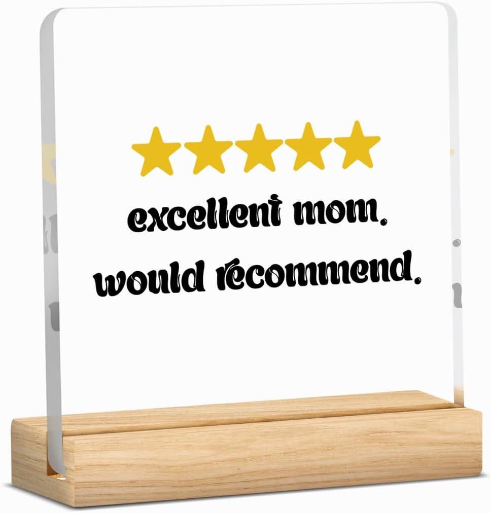 Mom Gifts from Son Daughter Mother Day, Bonus Mom Stepmom Mother In Law gifts, Best Mom gifts Home Office Desk Bedroom Living Room Acrylic Sign