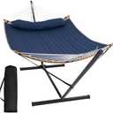 Amazon.com : SUNCREAT Portable Outdoor Hammock with Stand, Heavy Duty Hammock with Carrying Bag, Soft Pillow, Balance Ropes, Dark Blue : Patio, Lawn & Garden