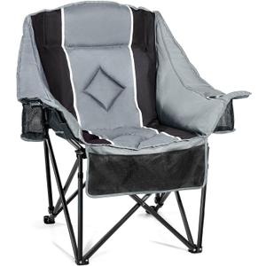 Oversized Camping Chairs Extra Wide 400lbs Capacity, Heavy Duty Folding Outdoor Chair with 2 Cup Holder & Storage Pocket, Padded and Portable Lawn Chair for Adults, Camp, Fishing, Tailgating, Picnic