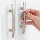 10 Pack 3 Inch Hole Centers, Curved Brushed Nickel Cabinet Pulls Satin Nickel Cabinet Handles Silver Kitchen Hardware for Cabinets ZP2204 Drawers Bedroom Dresser Bathroom Vanity Cupboard Closet