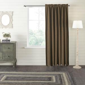 VHC Brands Black Check Blackout Panel Scalloped 84x50