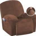 H.VERSAILTEX Velvet Sofa Cover for Recliner Sofa Slipcovers Stylish Modern Velvet Furniture Cover/Protector, Stay in Place Anti-Slip Foams Couch Shield Cover(Caramel, Large)