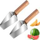 2 x 2pcs Triangle Watermelon Cutter,Triangle Fruit Cube Cutter with Wooden Handle, Easy Slice Tool for Watermelon, Melon, Apple & More