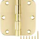 18 Pack Interior Door Hinges Polished Brass 3.5 inch X 3-1/2" 5/8 Radius,3 "Gold Round Standard Hinge for Single Doors DIY Assembly Bi-fold Table Hardware Kit House Accessories Home Eseentials