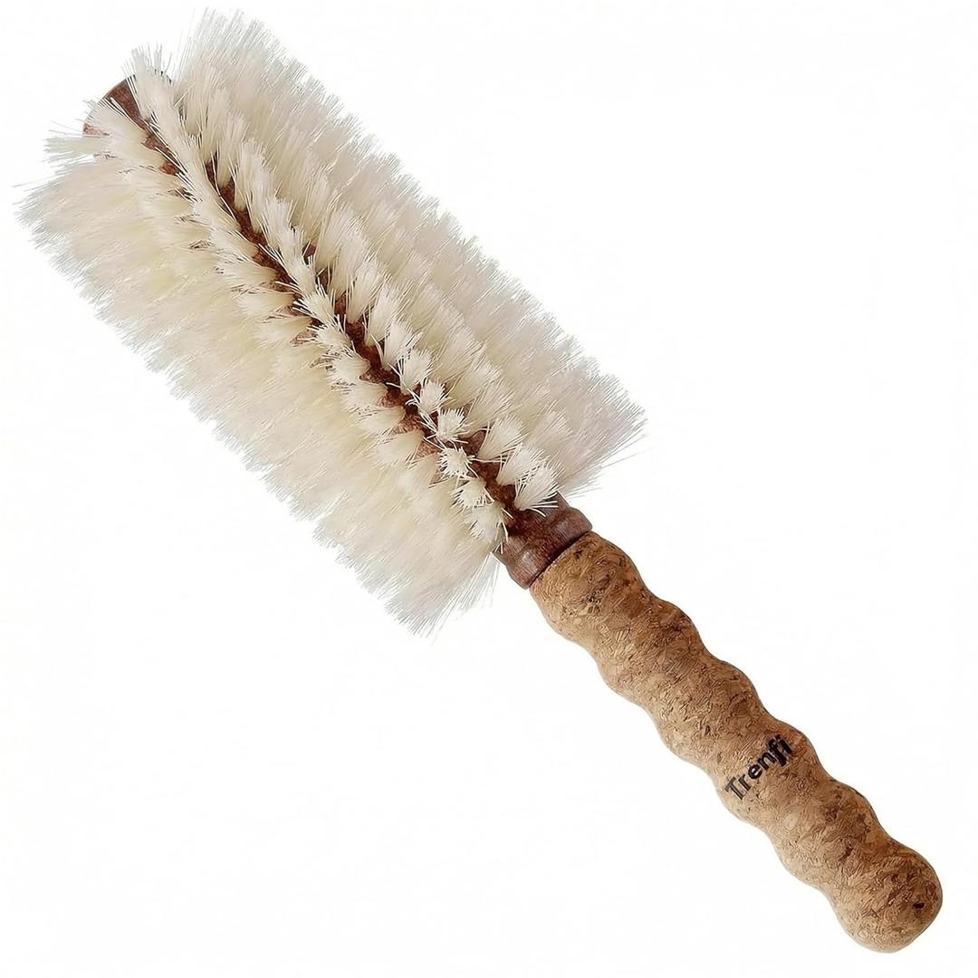 Boar Bristle Round Brush 2.75 Inch | Solid Wood Barrel, Cork Handle, 2.4 oz Blowout Brush for Fine to Medium Hair