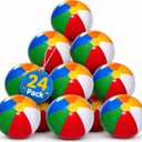 4E's Novelty 24 Pack -16 Inch Inflatable Beach Balls Bulk 24 - Birthday Pool Party Favors for Kids, Summer Goodie Bags Easter Basket Stuffers Toys, End of Year Student Gifts for Class