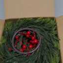MINDELF 4 Pack Small Christmas Wreath, Mini Ring Wreaths with Red Berries and Spruce, Artificial Small Xmas Wreaths Hanging Decoration Garlands for Home Table Kitchen Window Chair Wall Front Door