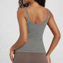 ODODOS Women's Seamless Cami Top - Ultra Soft Ribbed Tank Scoop Neck Slim Fit Summer Sleeeve Shirts, 1-Pack, Gray, Large 