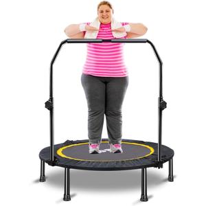 CLORIS 40in Folding Trampoline Trampoline Rebounder Trampoline Fitness Trampoline with Adjustable Foam Handle, with safty Padded Cover Best Gift.