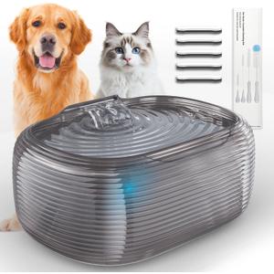 JMICOW 10L/2.6Gal/338oz Dog Water Fountain for Large Dogs, Dog Fountain Water Bowl, Pet Water Fountain with 5 Replacement Filters and 4 Cleaning Brushes (Black)