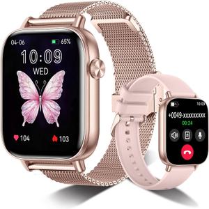 Smart Watch for Women,1.83" HD Smartwatches (Answer/Make Call), IP68 Waterproof Activity Fitness Tracker, HR, Sleep Monitoring, Pedometer, Reloj Inteligente for Android iOS (Rose Gold)