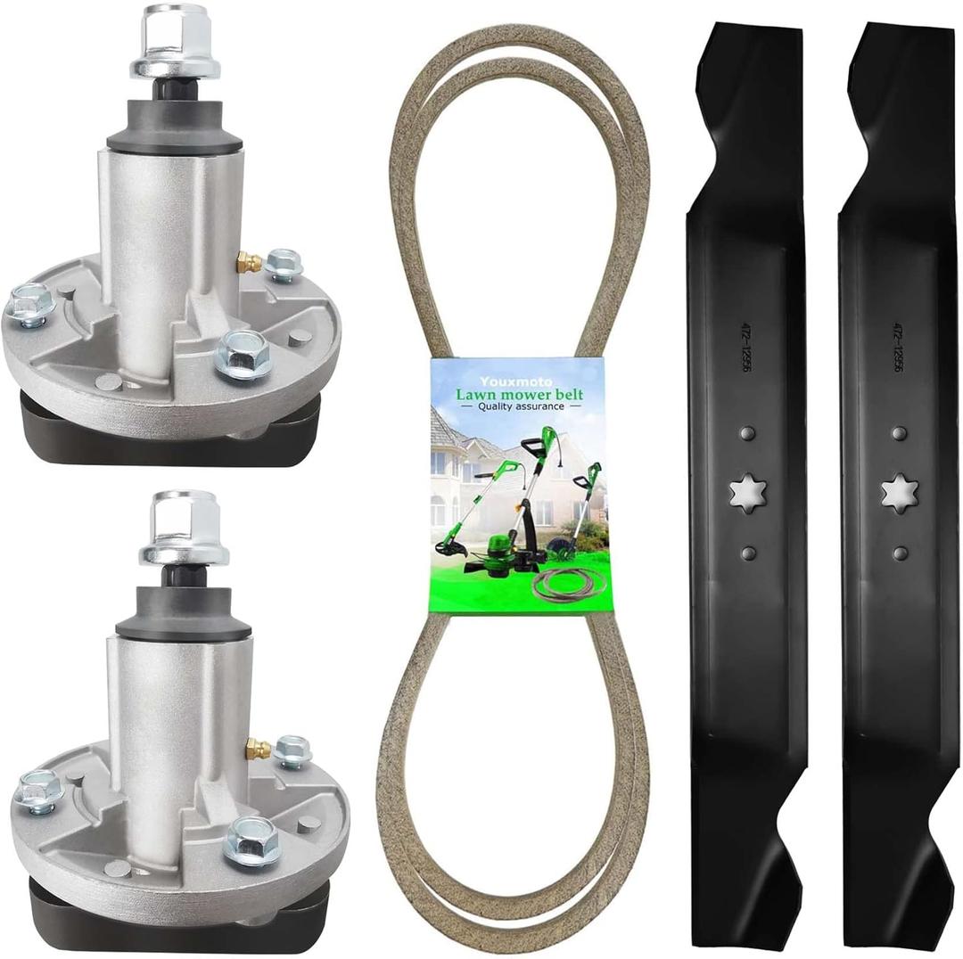 Lawn Mower 42" Deck Rebuild Kit Fit for John Deere L100 L108 L110 L111 L118, 2 Spindles Replace GY20050, 2 Blades GX20249, 104" Deck Belt GX20072