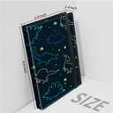 Small Photo Album 3.5x5 Photos with Strong Elastic Band, PU Leather Cover Mini 20-Page Album Holds 80 Photos Art Presentation Folder Postcards Pictures Book Storage Album, Space Dinosaur