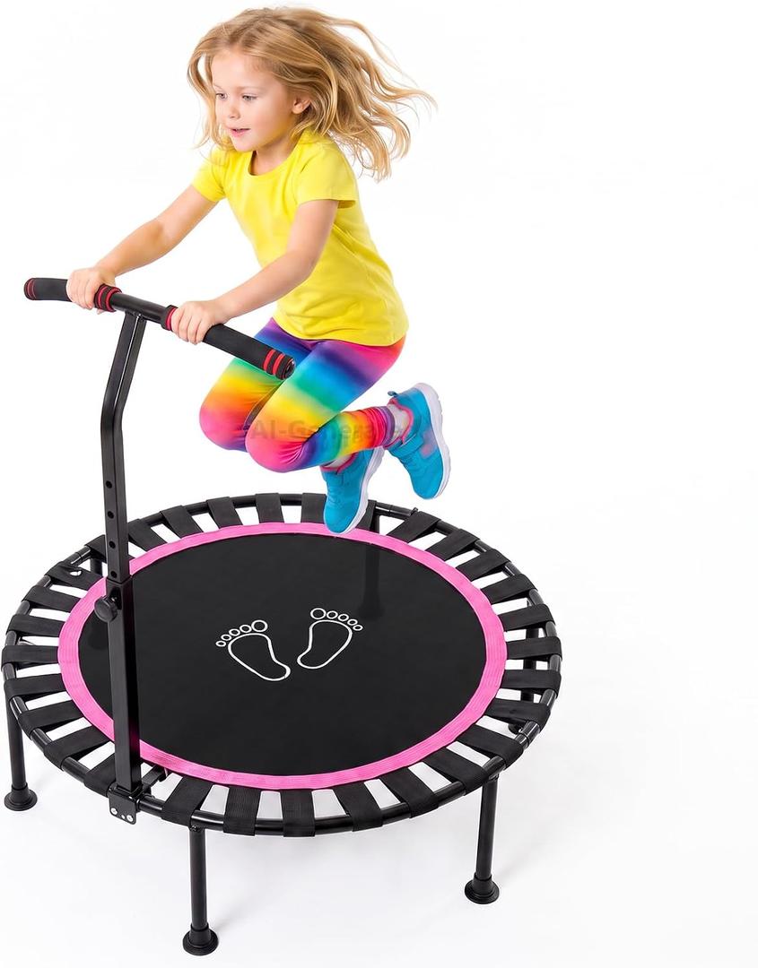 40" Toddler Trampoline for Kids, Kids Trampoline Ages 1–6 Indoor & Outdoor
Foldable Mini Trampoline with Adjustable Foam Handle, Quiet Design, 330 LBS Capacity Small Trampoline, Easy Assembly
